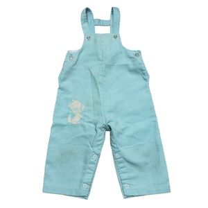 Health-Tex Vintage 24 Month Teddy Bear Corduroy Overalls Baby Blue Boys Santogs